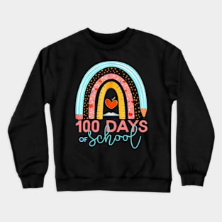 100Th Day Of School Teacher 100 Days Smarter Boho Rainbow Crewneck Sweatshirt